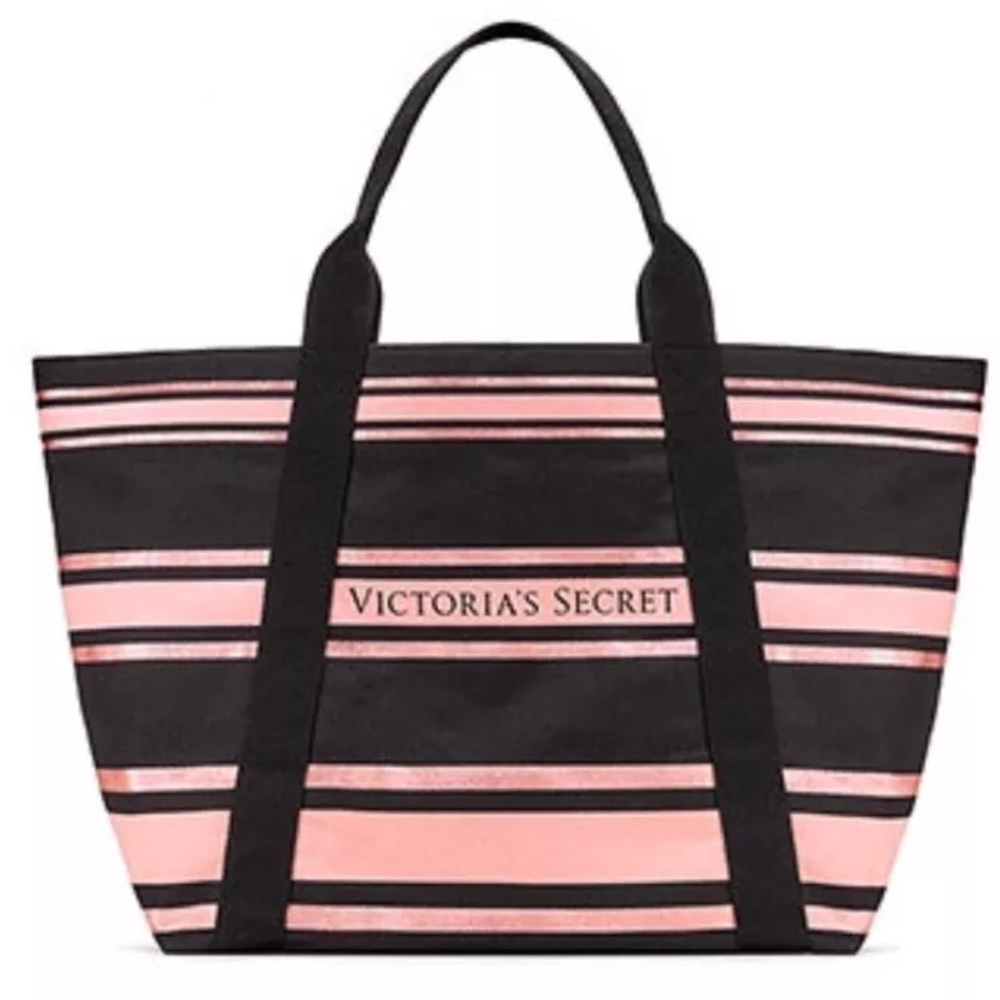 Victoria’s Secret Striped Sparkle Canvas Tote
